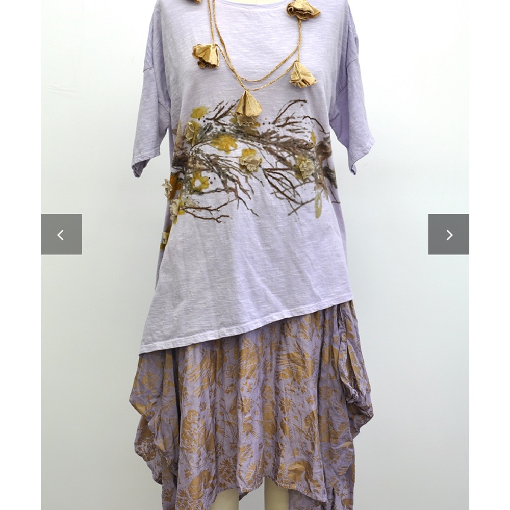 Krista Larson Sticks & Flowers T-Shirt Short Sleeve in Mint color